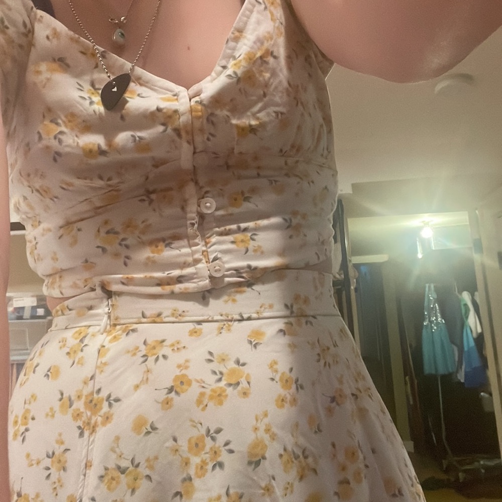 Skirt and top yellow flower cottage core